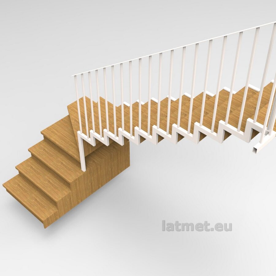 Kāpnes ar lauzītu nesošo balstu sānā vai apakšā